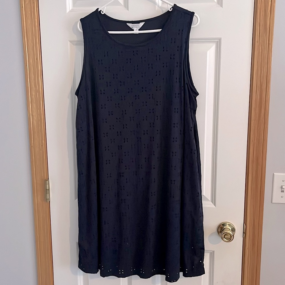 Blue Stretch dress with eyelet detail